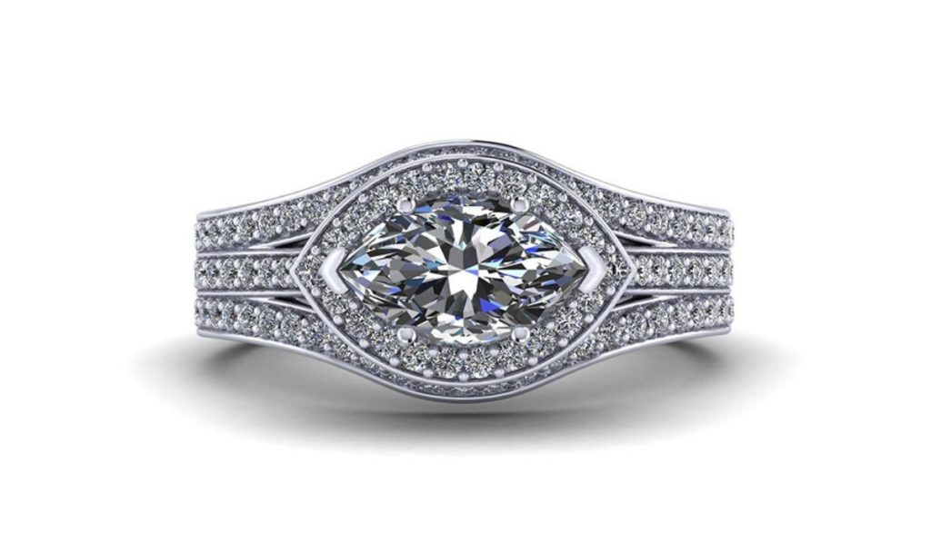 Marquise Halo Engagement Ring