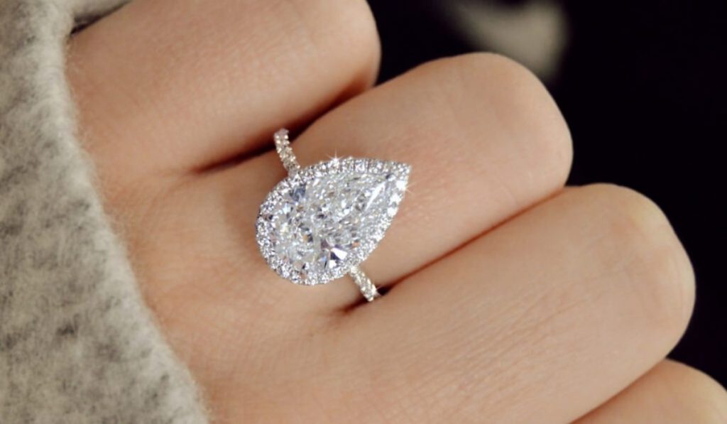 Pear Shaped Halo Engagement Ring