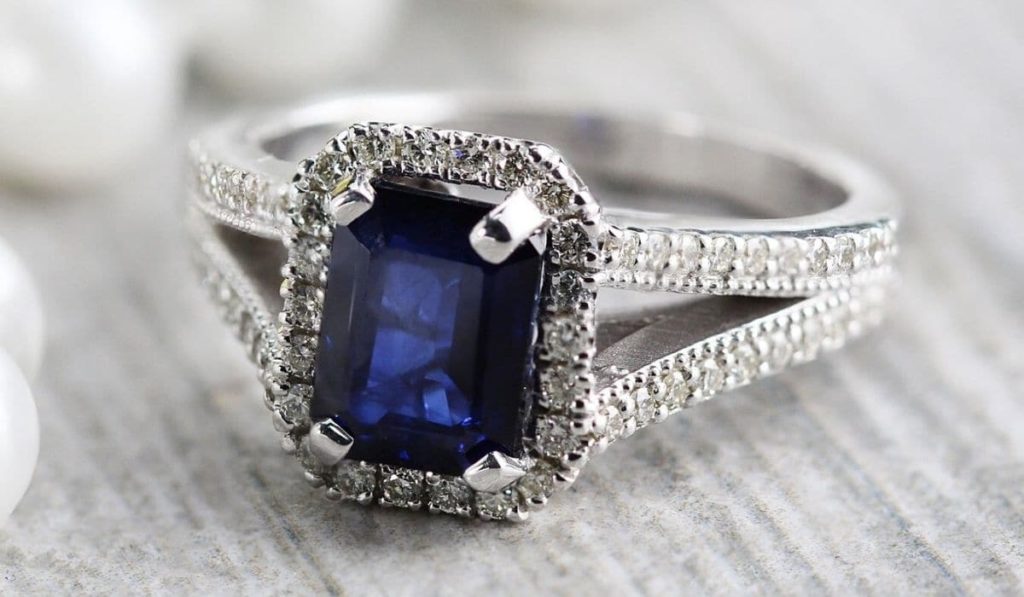 Sapphire Halo Engagement Ring